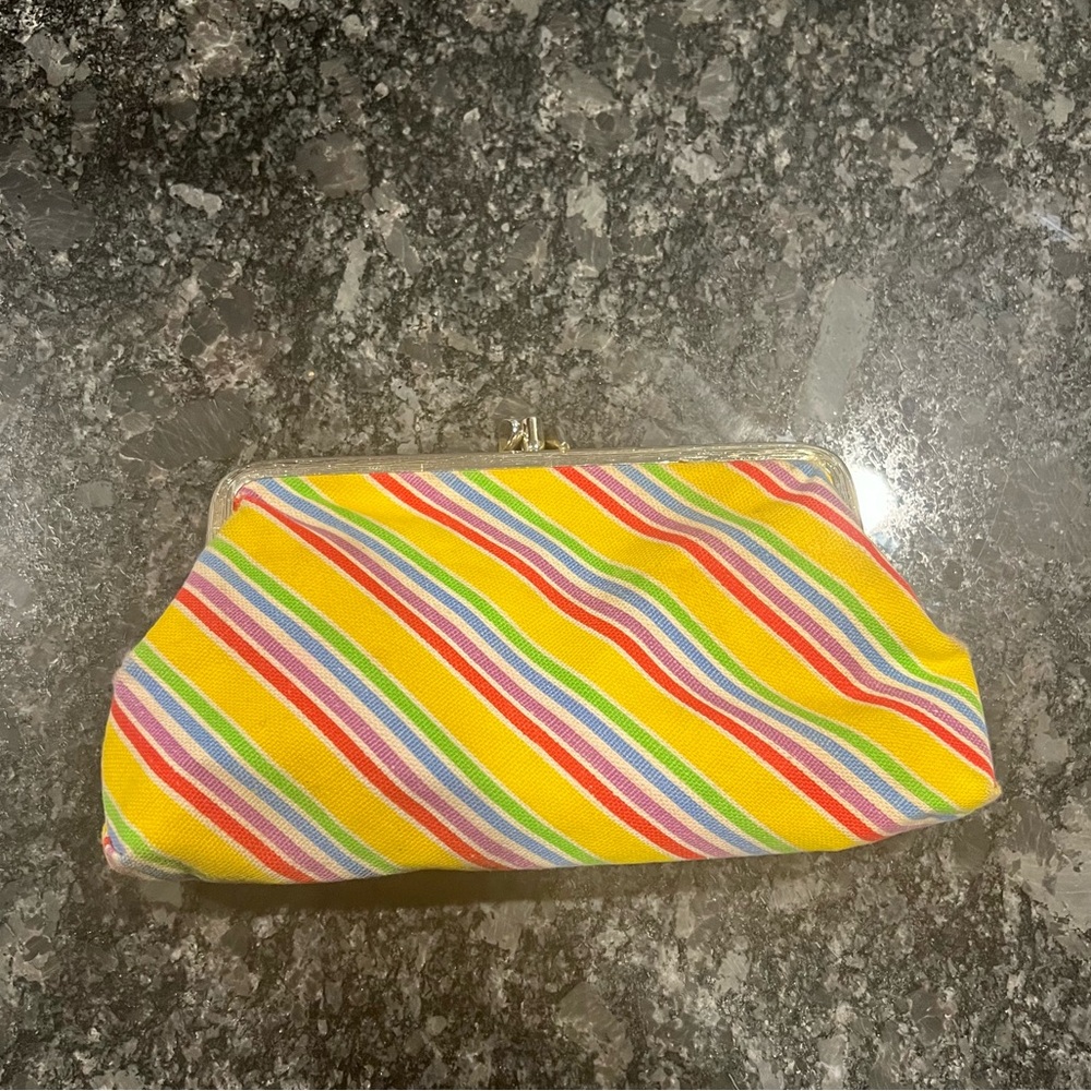 Trina Vintage Yellow Rainbow Colorful Stripe‎ 2 Compartment Coin Wallet Clutch